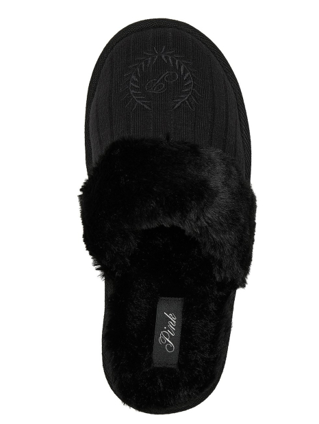 Тапочки из искусственного меха Victoria's Secret Pink 40-41 (9-10 US) 26 см Черный 1159860727