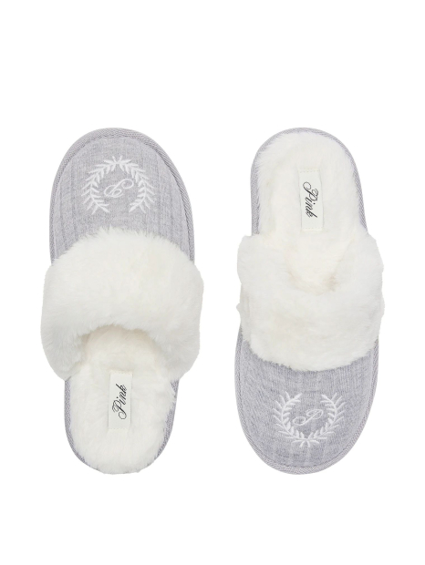 Тапочки из искусственного меха Victoria's Secret Pink 38-39 (7-8 US) 25 см Серый 1159861726