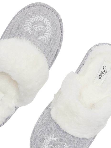 Тапочки из искусственного меха Victoria's Secret Pink 38-39 (7-8 US) 25 см Серый 1159861726