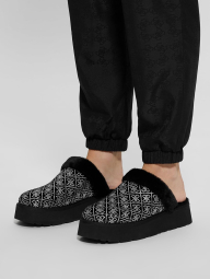 Женские бархатные тапочки на меху Guess со стразами 37,5 (7 US) 25 см Черный 1159851012