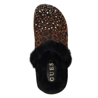 Жіночі тапочки на хутрі Guess зі стразами 38,5 (8 US) 25,5 см Леопардовий 1160567085