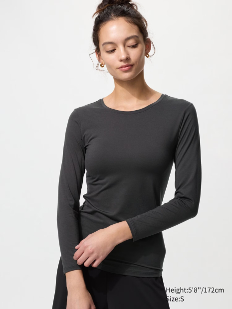 Женский термолонгслив Uniqlo HEATTECH 1159849493 (Серый XXL)