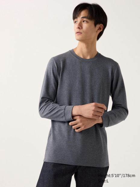 Мужской лонгслив UNIQLO с технологией HEATTECH 1159854881 (Серый XL)