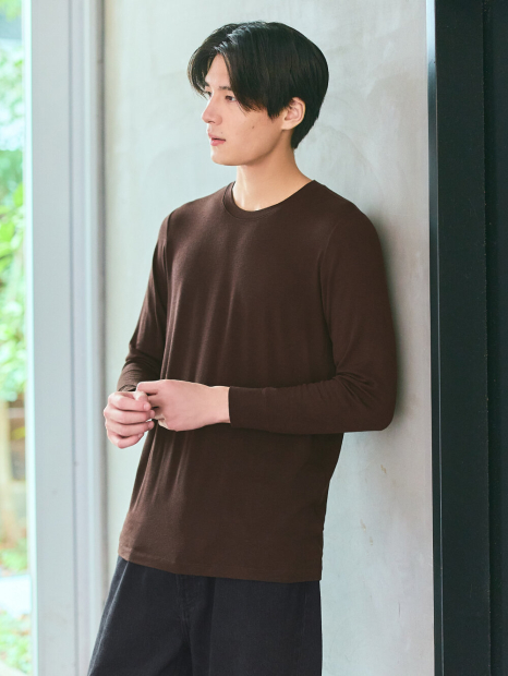 Мужской лонгслив из кашемировой смеси UNIQLO с технологией HEATTECH 1159859797 (Коричневый XXL)