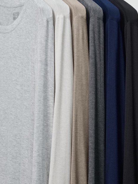 Мужской лонгслив из кашемировой смеси UNIQLO с технологией HEATTECH 1160049944 (Бежевый XL)