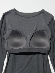 Боди с длинным рукавом HEATTECH UNIQLO со вшитыми чашечками 1159853819 (Серый M)