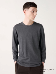 Мужской лонгслив UNIQLO с технологией HEATTECH 1159855280 (Серый M)