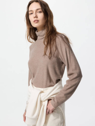 Флисовый лонгслив HEATTECH UNIQLO водолазка 1159858276 (Бежевый M)