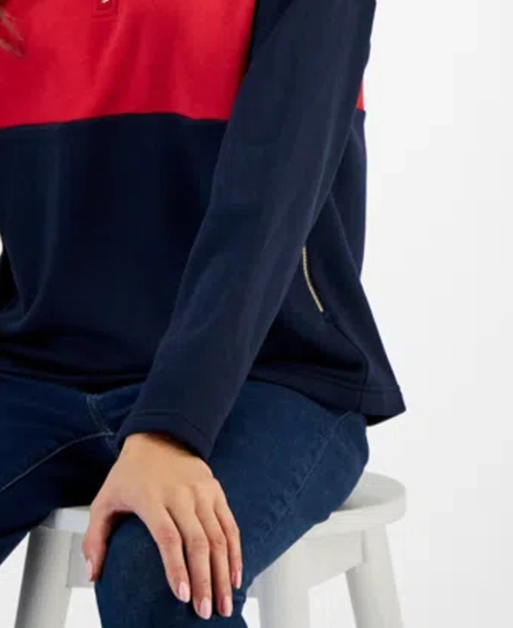 Толстовка жіноча Tommy Hilfiger з напівблискавкою 1159838162 (Синій/Червоний XXL)