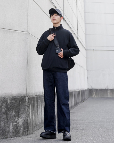 Стильная толстовка UNIQLO c полумолнией 1159839991 (Черный L)