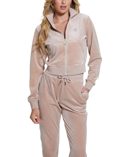 Толстовка жіноча Guess велюрова кофта на блискавці 1159840506 (Бежевий XS)