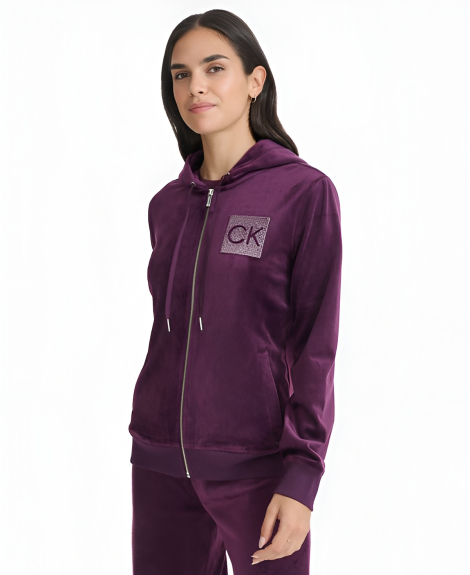 Толстовка жіноча велюрова Calvin Klein зі стразами 1159841359 (Фіолетовий S)