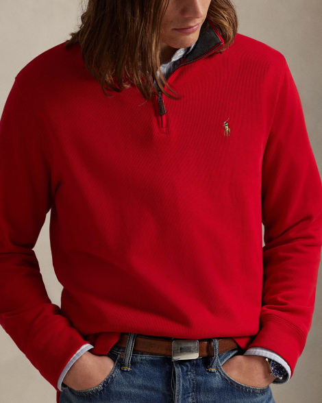 Мужская толстовка Polo Ralph Lauren кофта на полумолнии 1159842519 (Красный L)