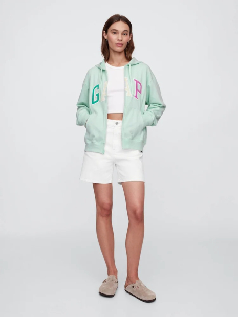 Толстовка жіноча на флісі GAP кофта з капюшоном на блискавці 1159843925 (Зелений XL)