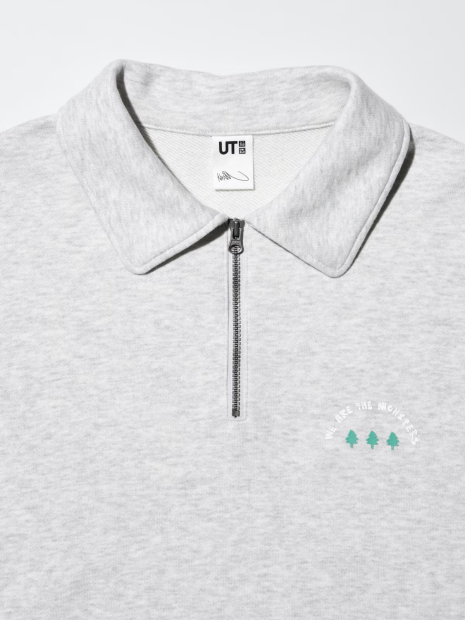 Толстовка UNIQLO POP MART UT Graphic на полумолнии 1159850505 (Серый S)