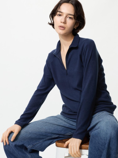 Толстовка флісова UNIQLO з напівблискавкою 1159854411 (Синій XXL)