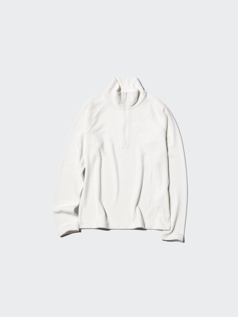 Толстовка флісова UNIQLO з напівблискавкою 1159856101 (Білий M)