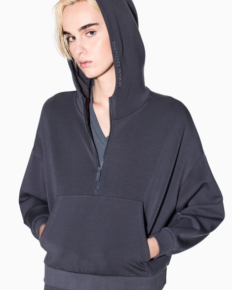 Толстовка жіноча Armani Exchange на напівблискавці 1159859213 (Сірий XS)