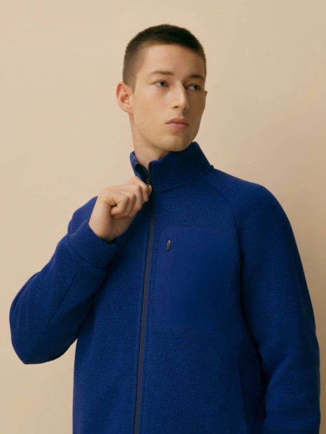 Вязаная толстовка на молнии UNIQLO внутри с экомехом 1159859729 (Синий M)