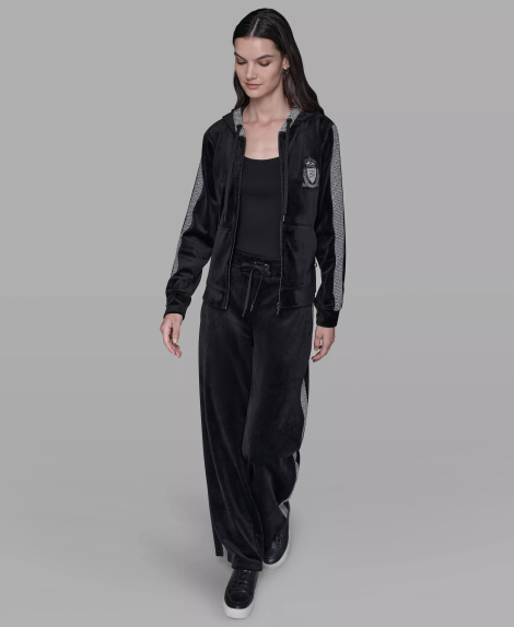 Женская велюровая толстовка Karl Lagerfeld Paris с пайетками 1159863070 (Черный 1X)