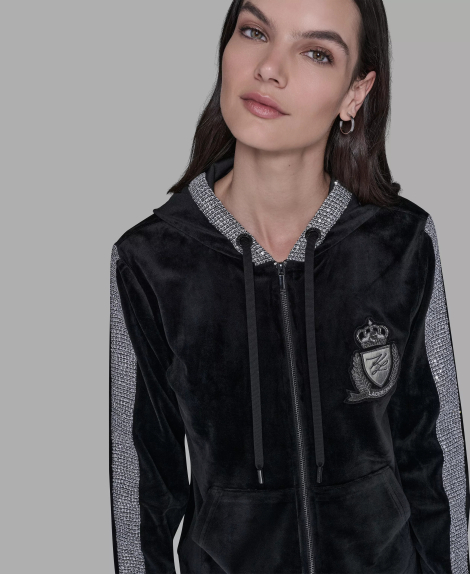 Женская велюровая толстовка Karl Lagerfeld Paris с пайетками 1159863070 (Черный 1X)