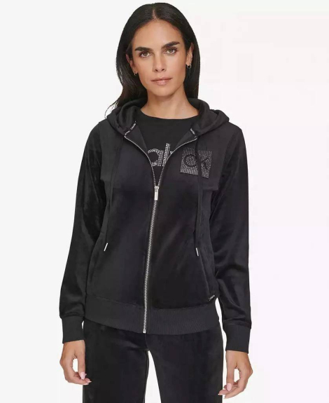 Женская велюровая толстовка Calvin Klein на молнии 1159864959 (Черный S)