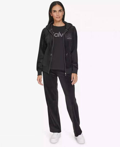 Женская велюровая толстовка Calvin Klein на молнии 1159864959 (Черный S)