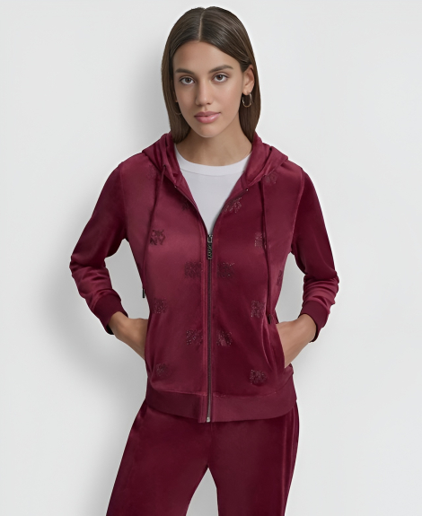 Толстовка жіноча DKNY з логотипом зі страз 1160326900 (Бордовий S)