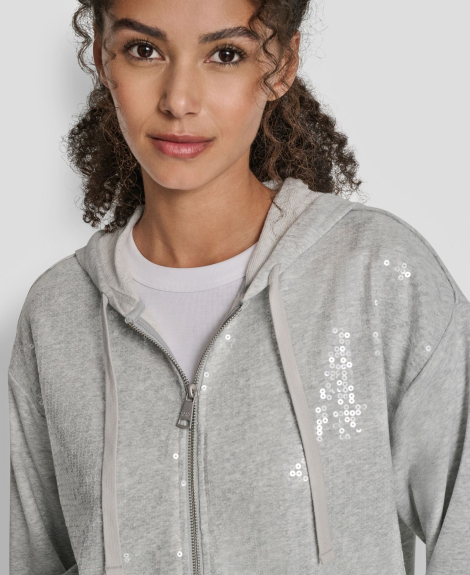 Женская толстовка DKNY с пайетками 1160867298 (Серый XL)