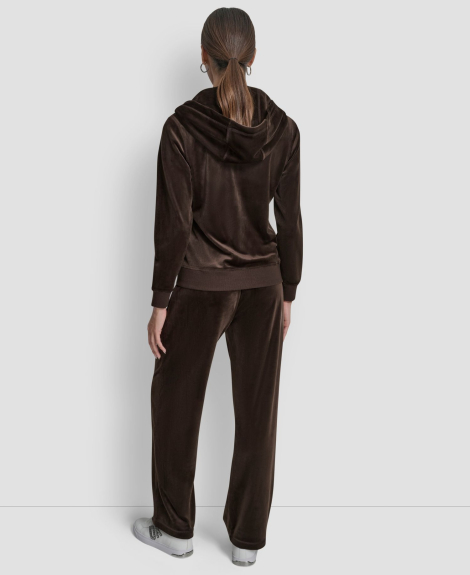 Женская велюровая толстовка DKNY с логотипом из страз 1161035671 (Коричневый M)