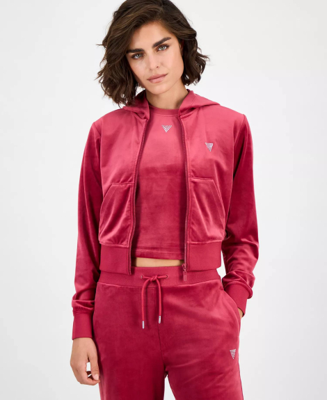 Женская толстовка Guess велюровая кофта на молнии 1162520364 (Розовый L)