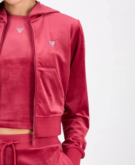 Женская толстовка Guess велюровая кофта на молнии 1162520364 (Розовый L)
