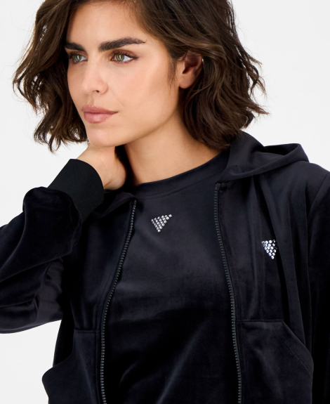 Толстовка жіноча Guess велюрова кофта на блискавці 1162731704 (Чорний M)
