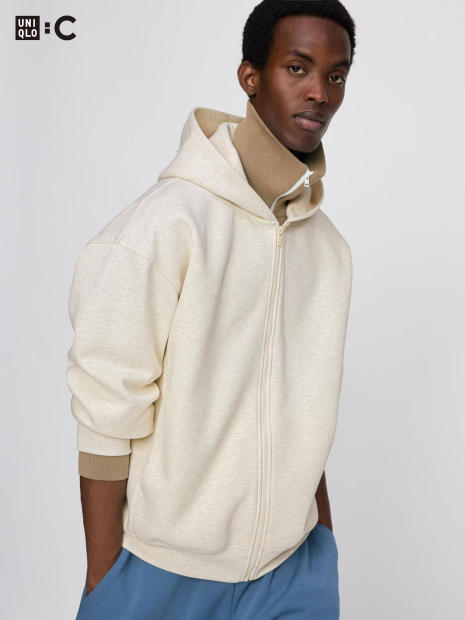 Толстовка на молнии UNIQLO с капюшоном 1162803211 (Молочный XXL)