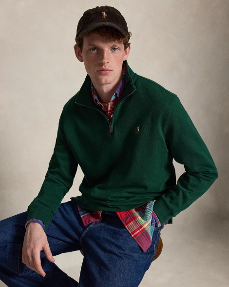 Толстовка чоловіча Polo Ralph Lauren кофта на напівблискавці 1163112223 (Зелений XXL)