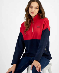 Женская толстовка Tommy Hilfiger с полумолнией 1159838162 (Синий/Красный XXL)