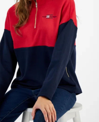 Женская толстовка Tommy Hilfiger с полумолнией 1159838162 (Синий/Красный XXL)