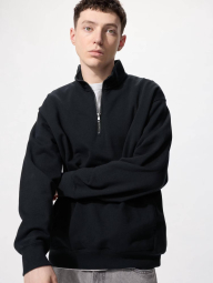 Стильная толстовка UNIQLO c полумолнией 1159839991 (Черный L)