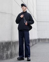 Стильная толстовка UNIQLO c полумолнией 1159839991 (Черный L)