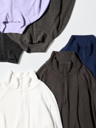 Толстовка флісова UNIQLO з напівблискавкою 1159854532 (Чорний M)