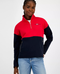 Женская толстовка Tommy Hilfiger с полумолнией 1159862518 (Синий/Красный XL)