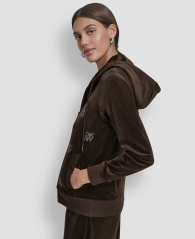 Женская велюровая толстовка DKNY с логотипом из страз 1161035671 (Коричневый M)