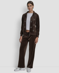 Женская велюровая толстовка DKNY с логотипом из страз 1161035671 (Коричневый M)