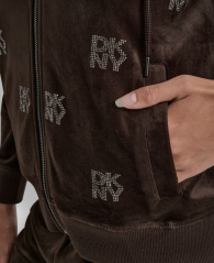 Женская велюровая толстовка DKNY с логотипом из страз 1161035671 (Коричневый M)