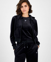 Толстовка жіноча Guess велюрова кофта на блискавці 1162731704 (Чорний M)
