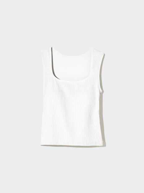 Еластичний топ у рубчик UNIQLO зі вшитими чашками 1159843417 (Білий S)