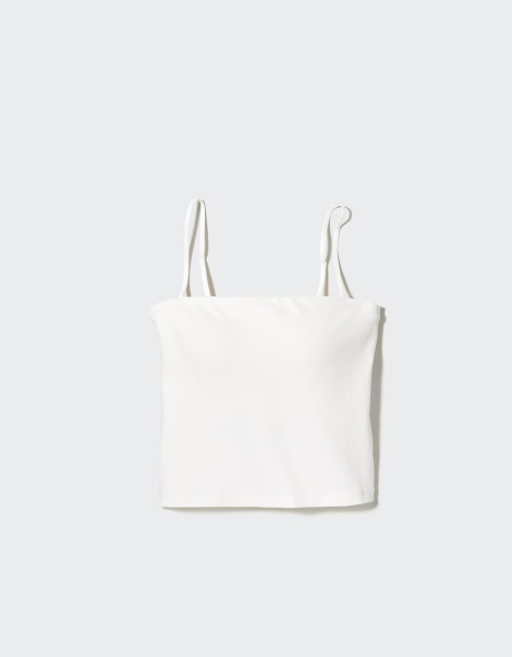 Женский укороченный топ со вшитыми чашками Uniqlo AIRism 1159844108 (Белый S)