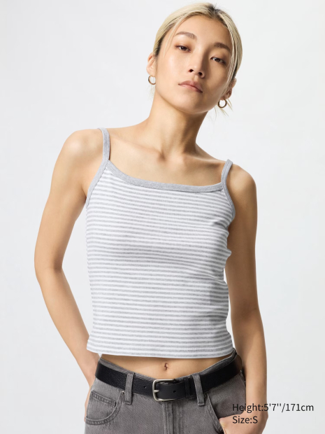 Женский топ UNIQLO укороченная майка 1159844521 (Белый/Серый XXL)