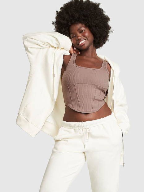 Женский топ Victoria's Secret Pink в рубчик 1159847140 (Коричневый S)