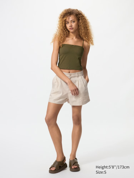 Женская майка со вшитыми чашками Uniqlo AIRism топ 1159848373 (Оливковый XS)